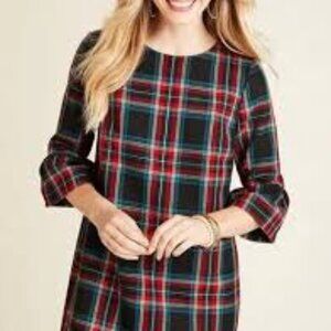 Vineyard Vines Jolly Black Plaid Size 10 Greenwich Flutter Sleeve Shift Dress